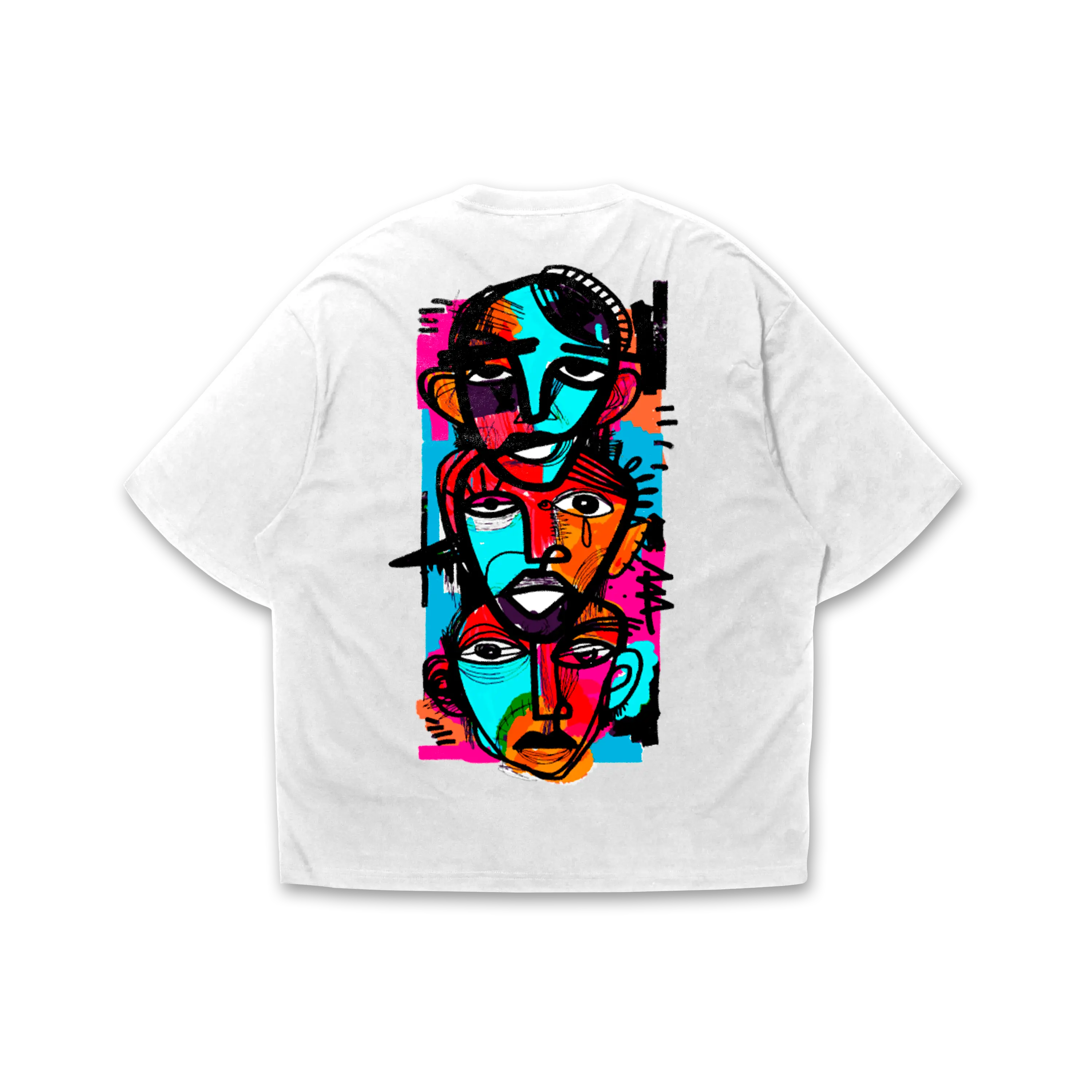 Playera oversize 3 caras Hoodee blanco vista trasera HOODEE