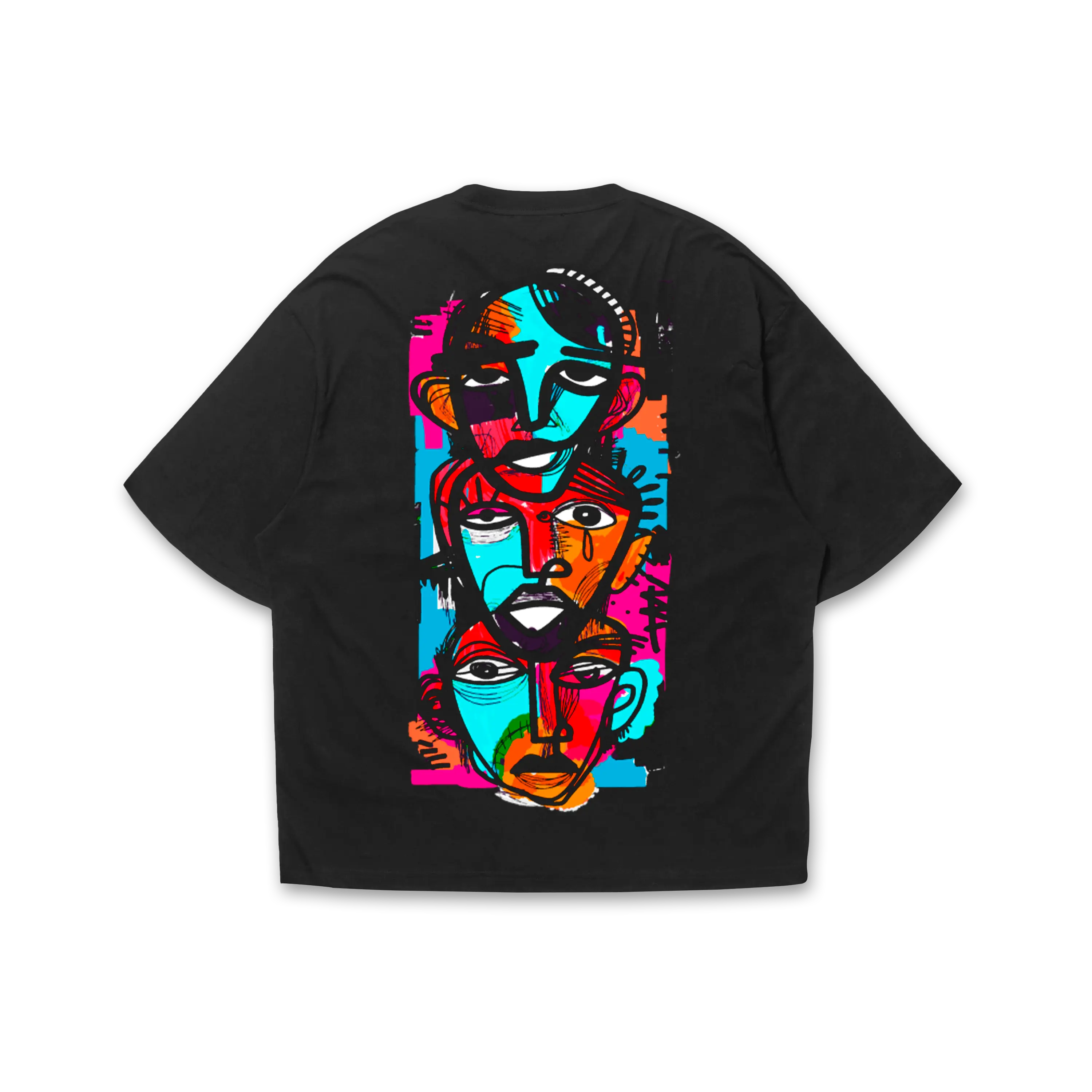 Playera oversize 3 caras Hoodee negro vista trasera HOODEE