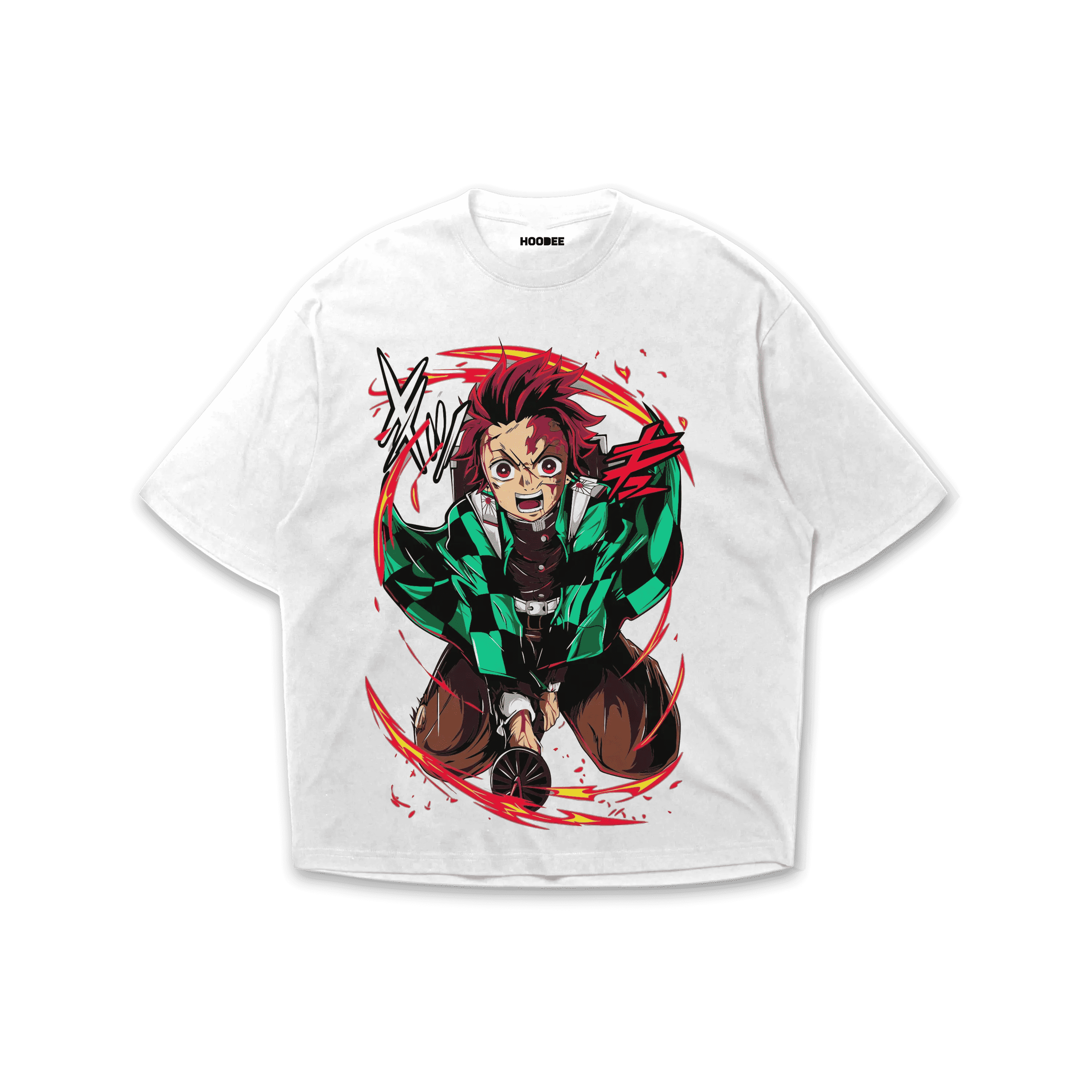 Playera oversize Demon Slayer Tanjiro Kamado # 1 blanco vista frontal HOODEE