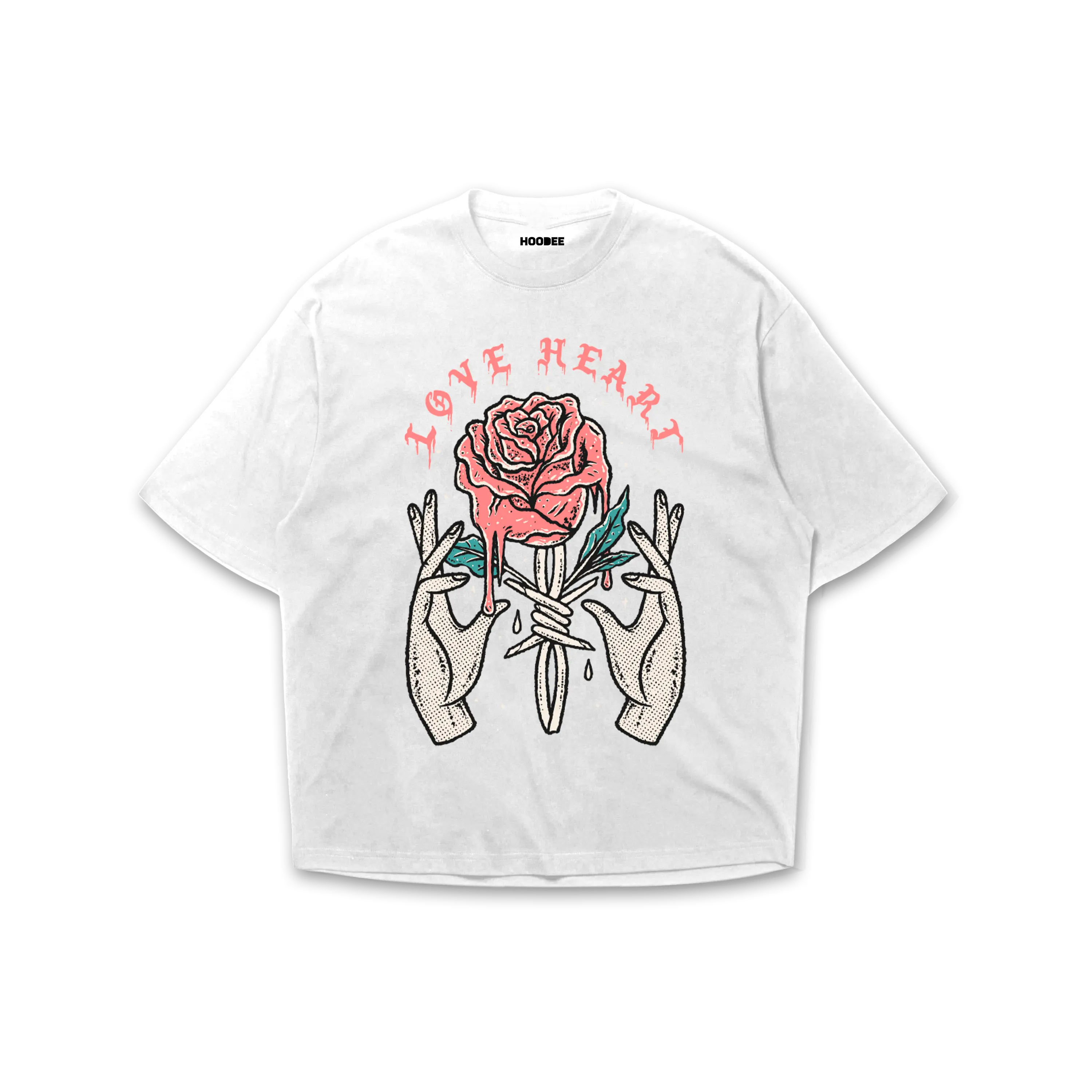 Playera oversize Love heart HOODEE