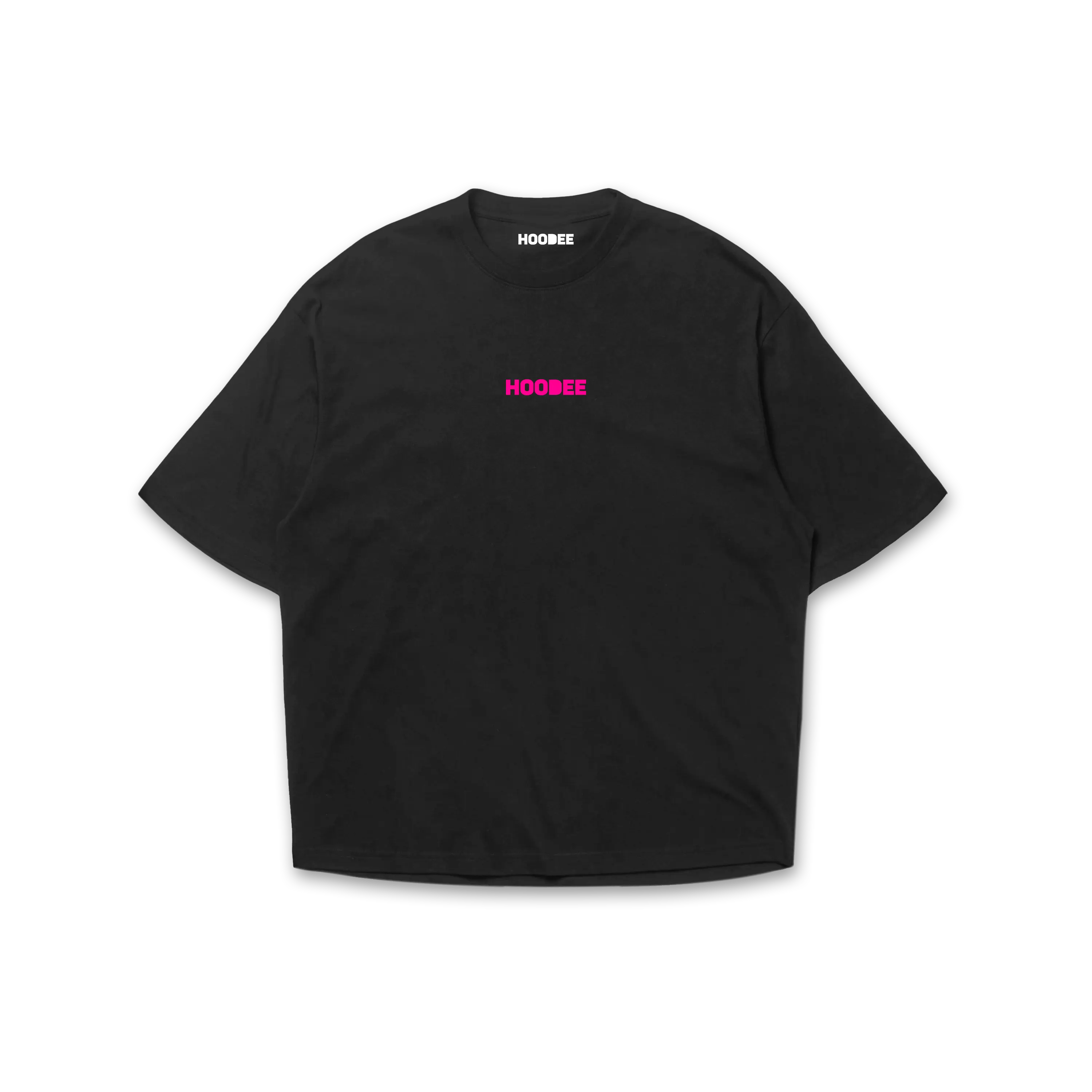 Playera oversize 3 caras Hoodee negro vista frontal HOODEE