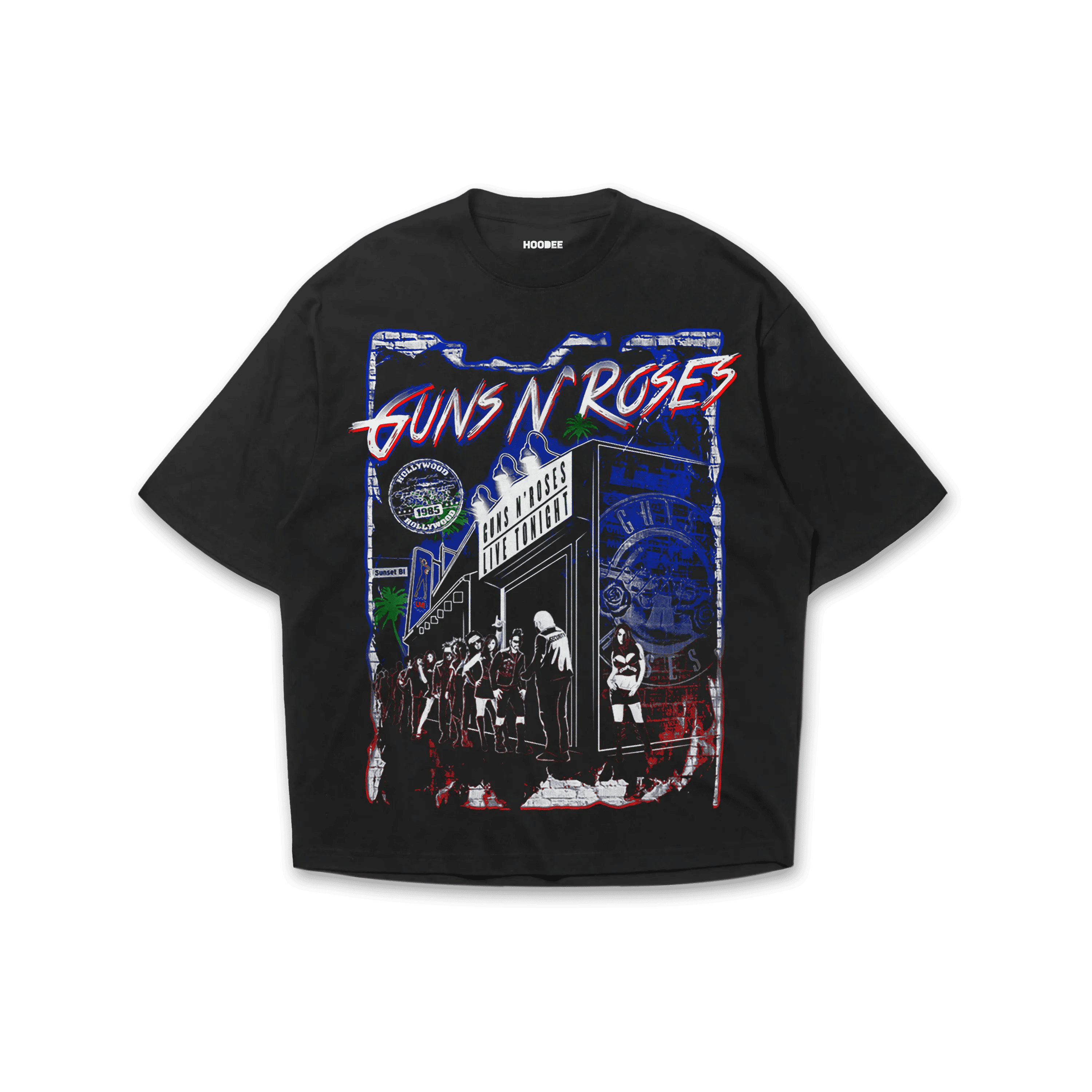 Playera oversize Guns n roses # 15 negro vista frontal HOODEE