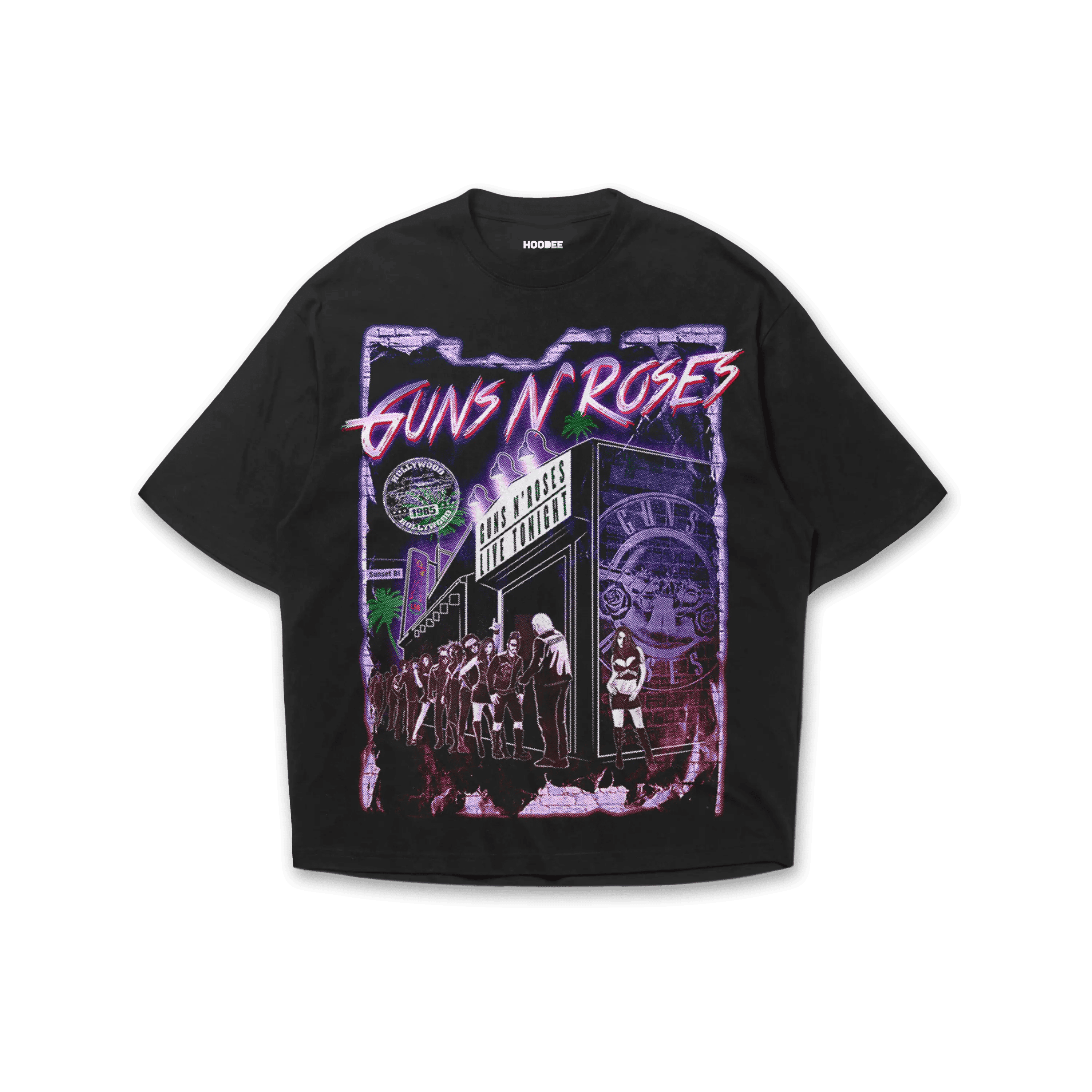 Playera oversize Guns n roses # 15 negro vista frontal HOODEE