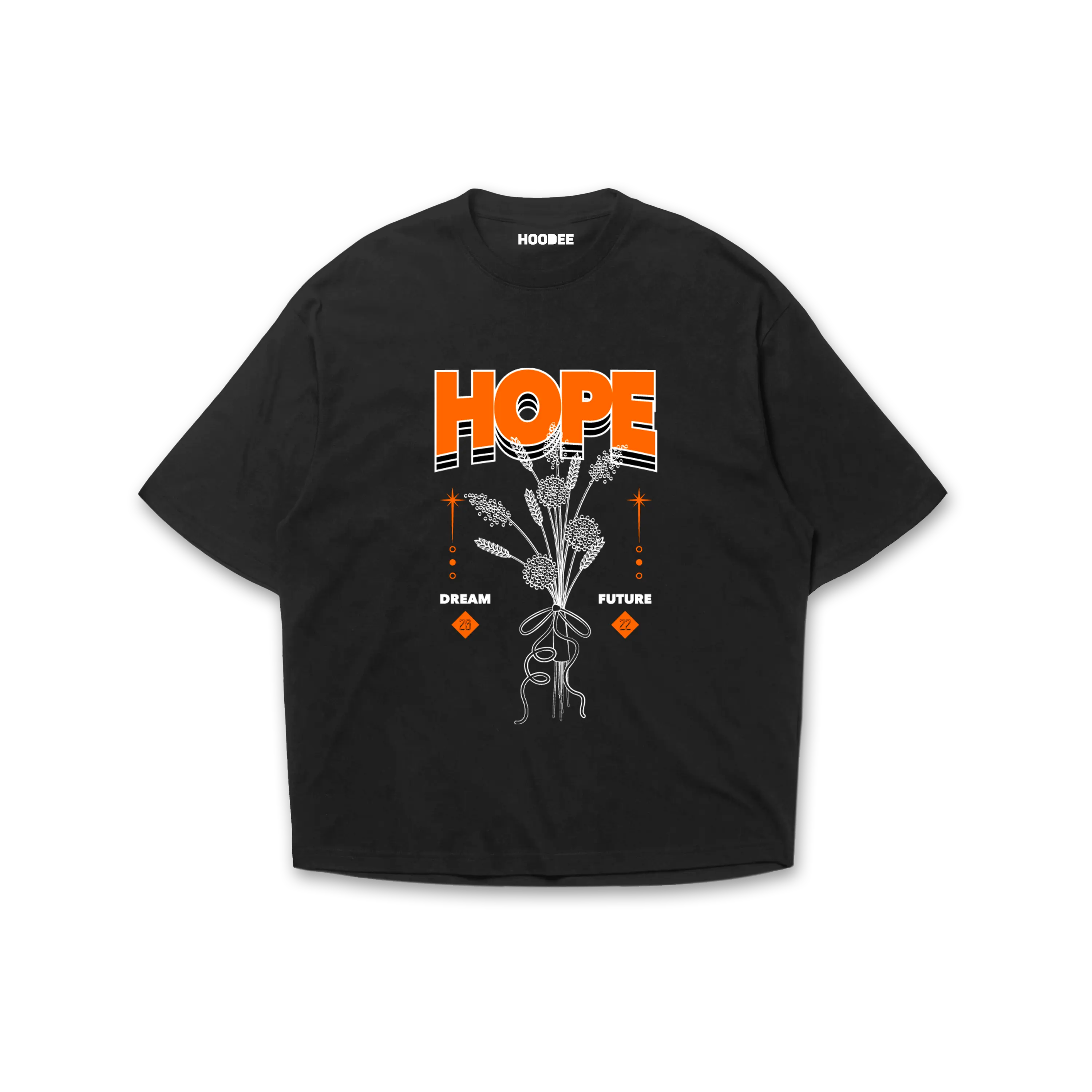 Playera oversize Hope negro vista frontal HOODEE