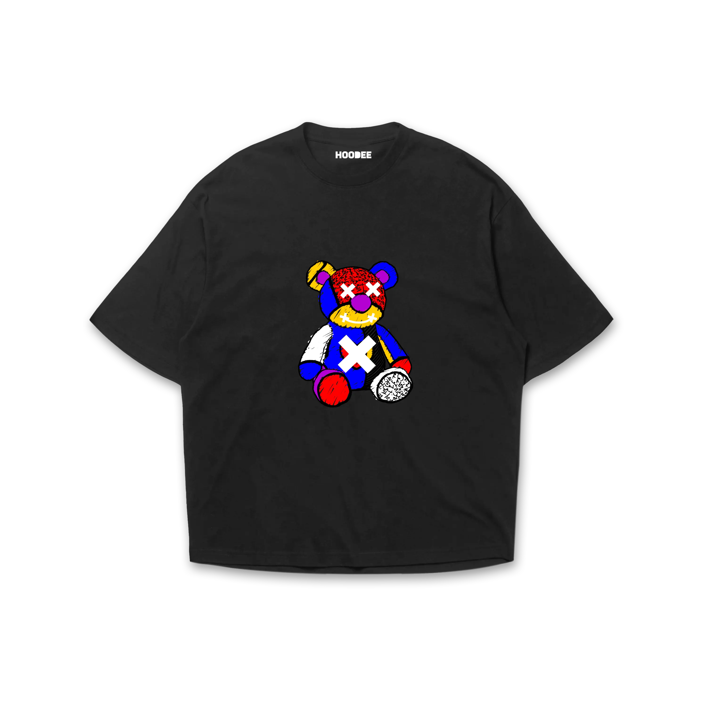 Playera oversize Bear invasion negro vista frontal HOODEE