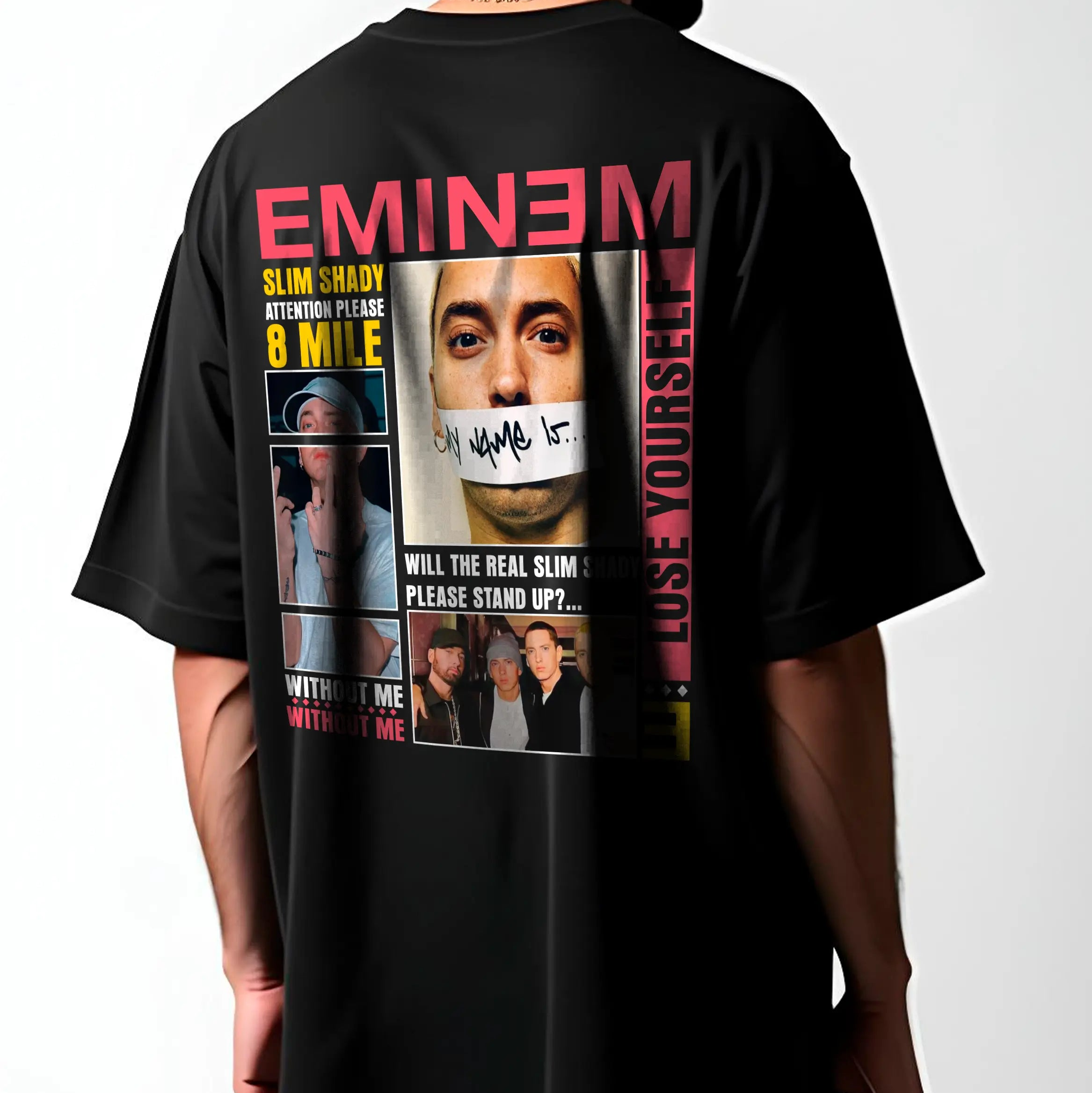 Playera oversize Eminem # 11 modelo hombre vista frontal HOODEE