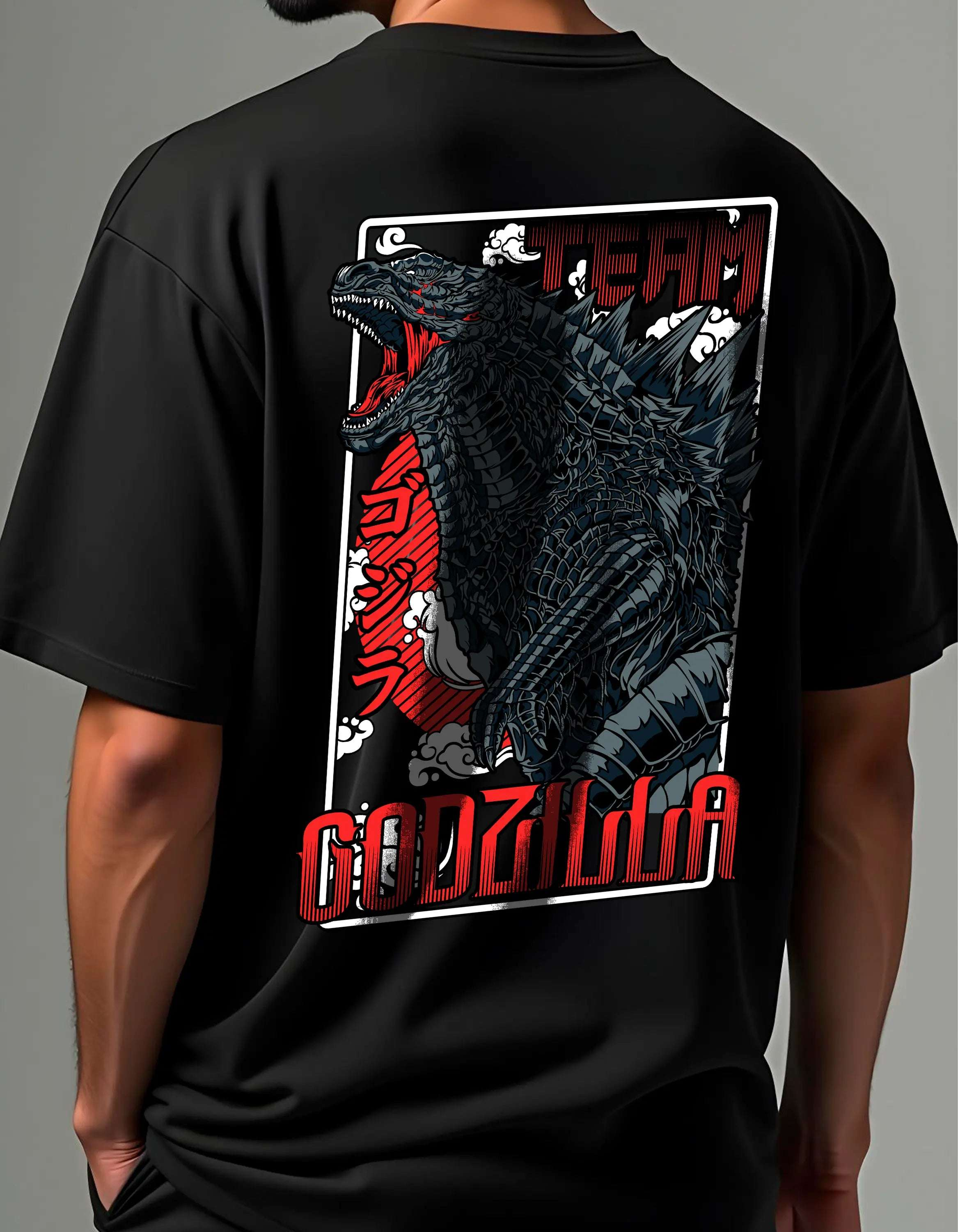 Playera oversize Team Godzilla modelo hombre vista frontal HOODEE