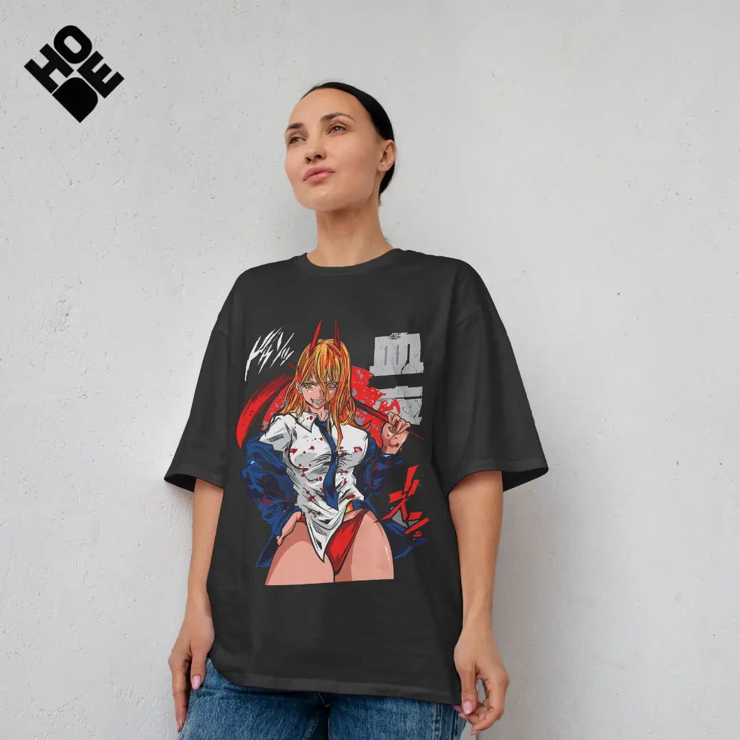 Playera oversize Chainsaw man - Power #1 HOODEE