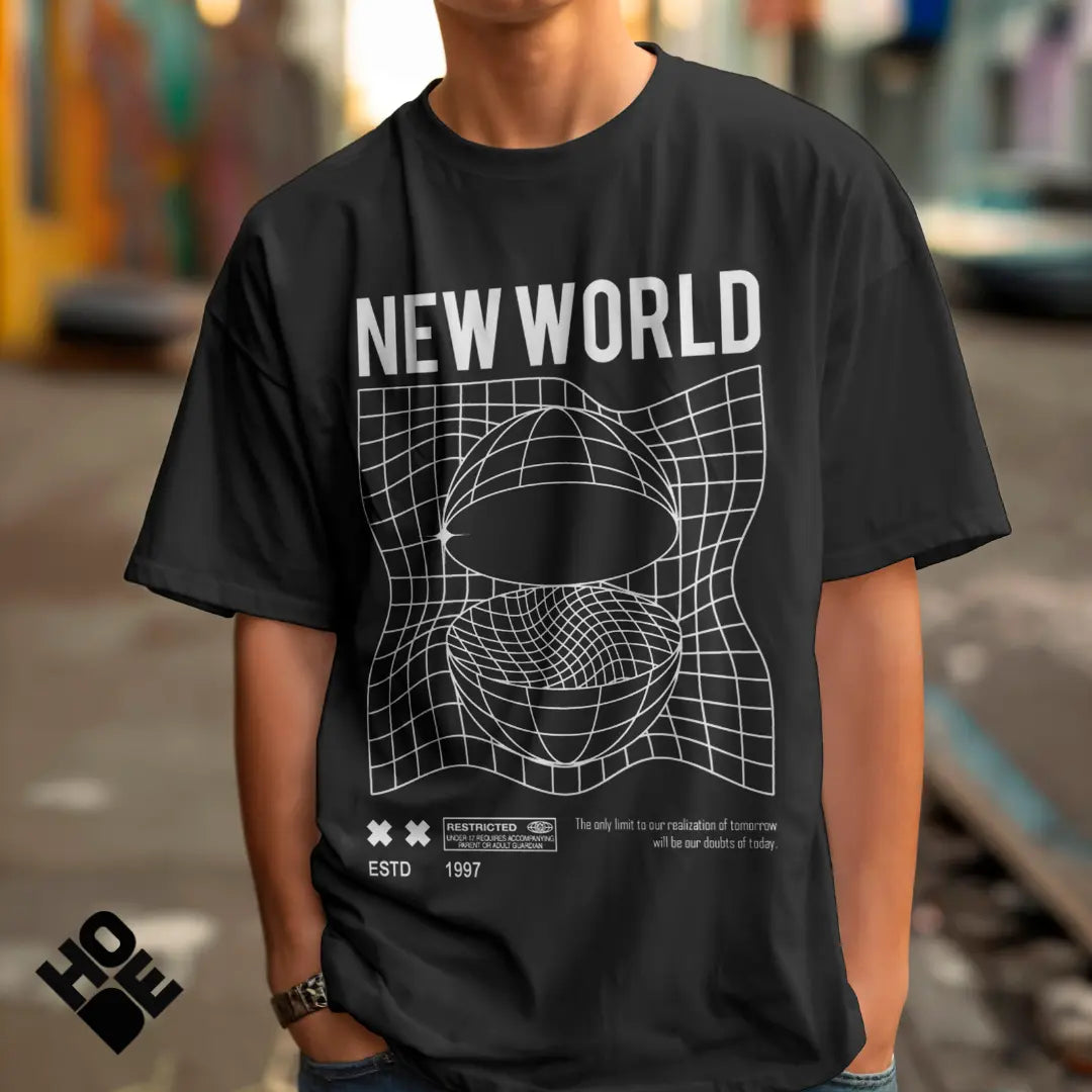 Playera oversize New world HOODEE