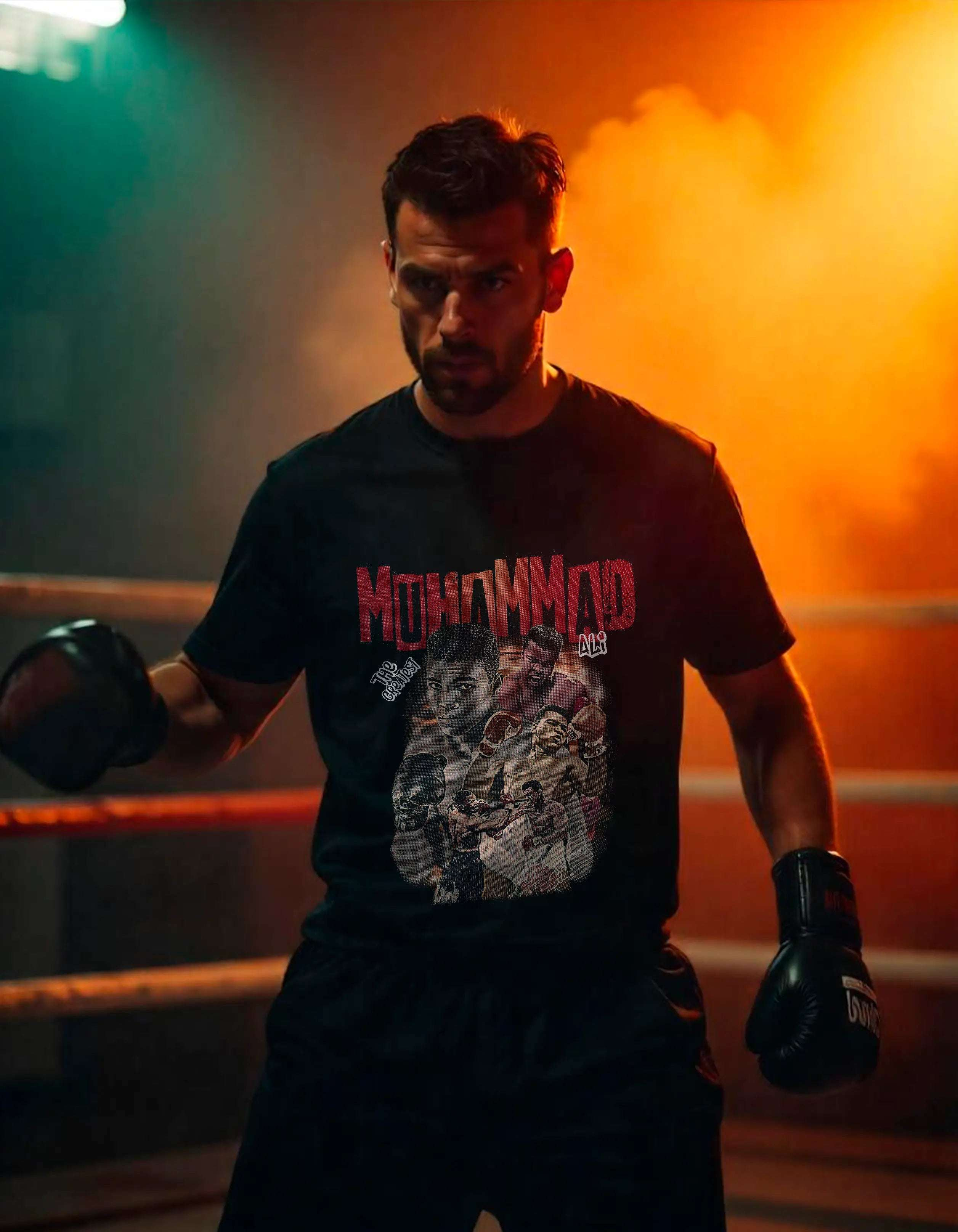 Playera oversize Muhammad Ali # 1 The Greatest modelo hombre vista frontal HOODEE