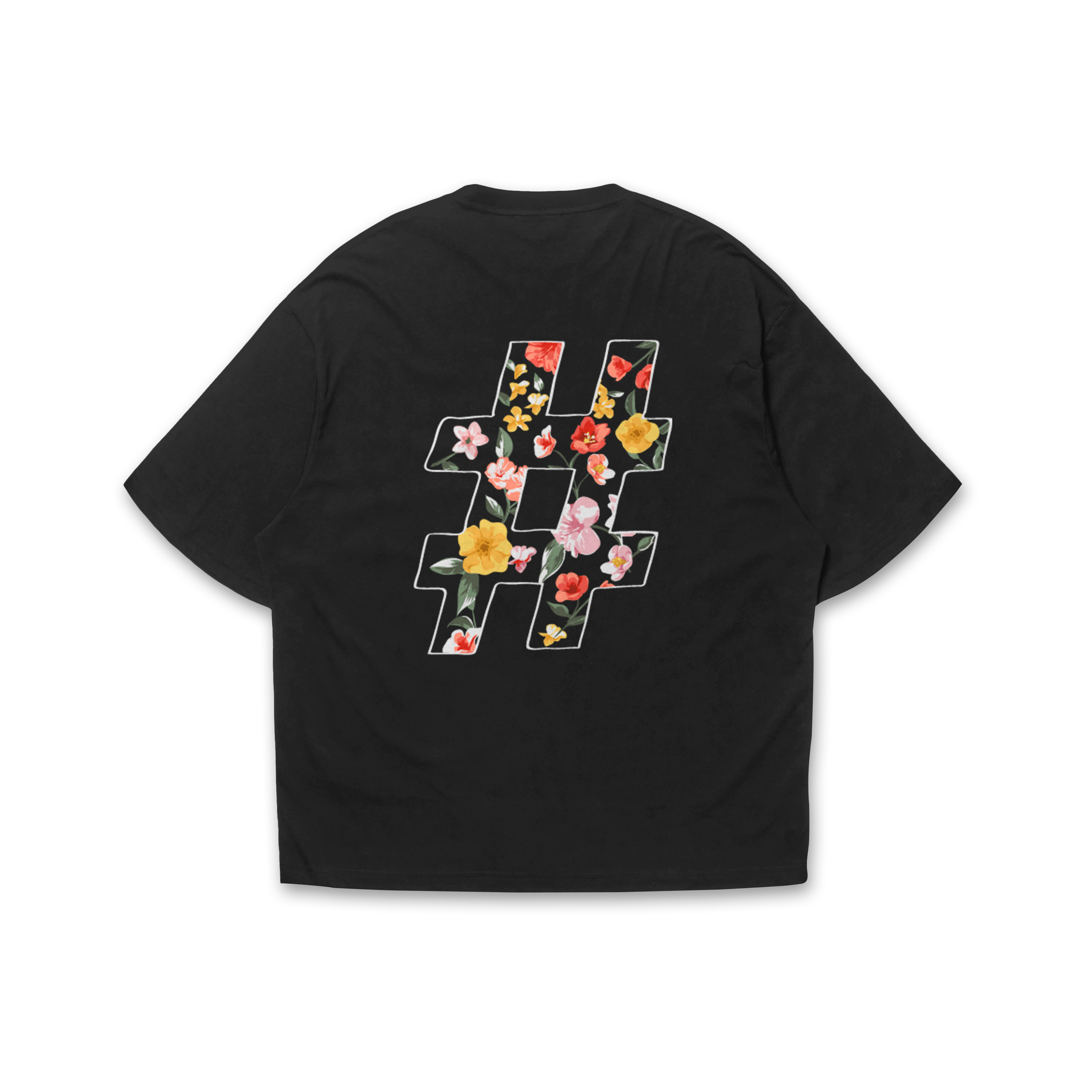 Playera oversize Hashtags