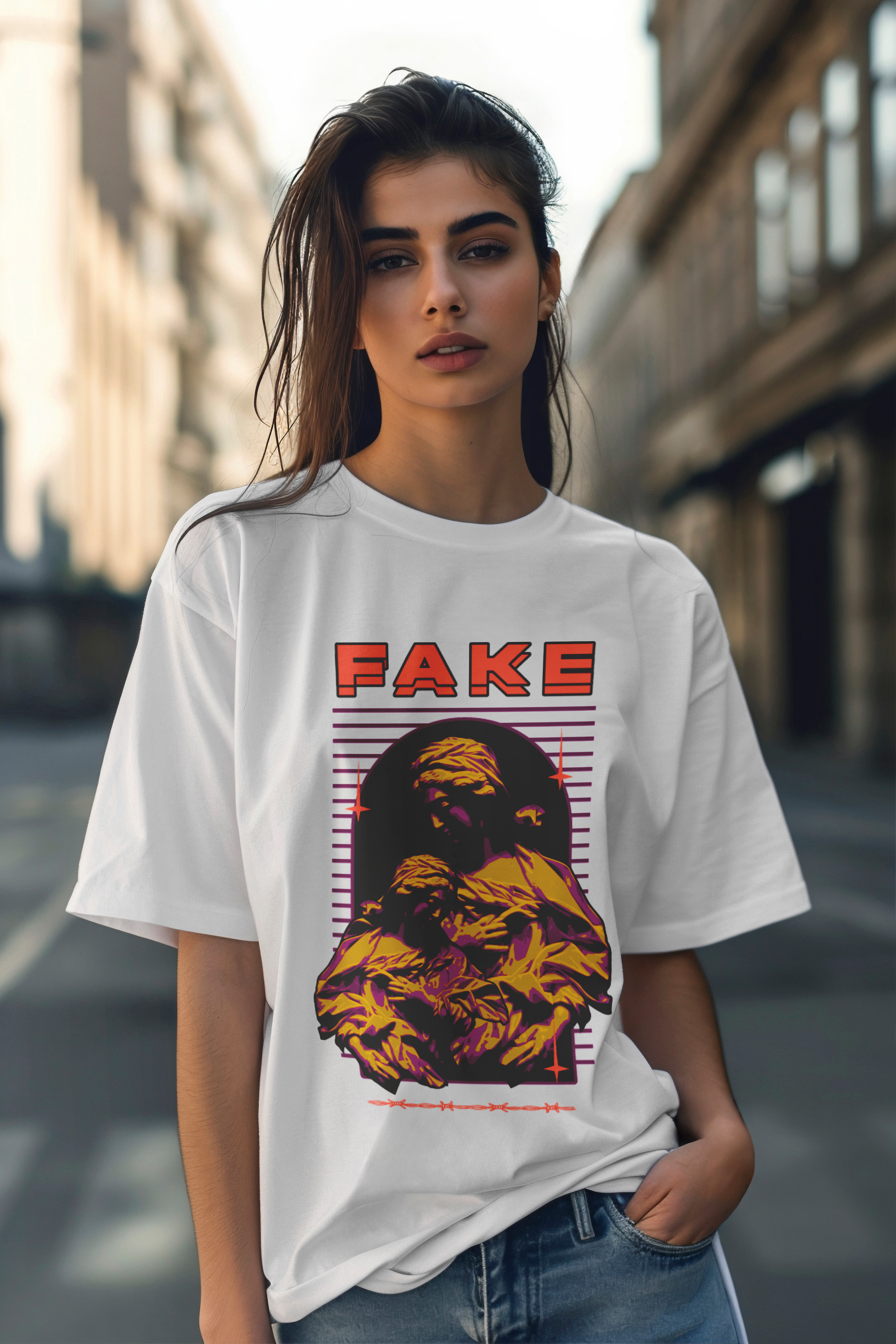 Playera oversize Fake