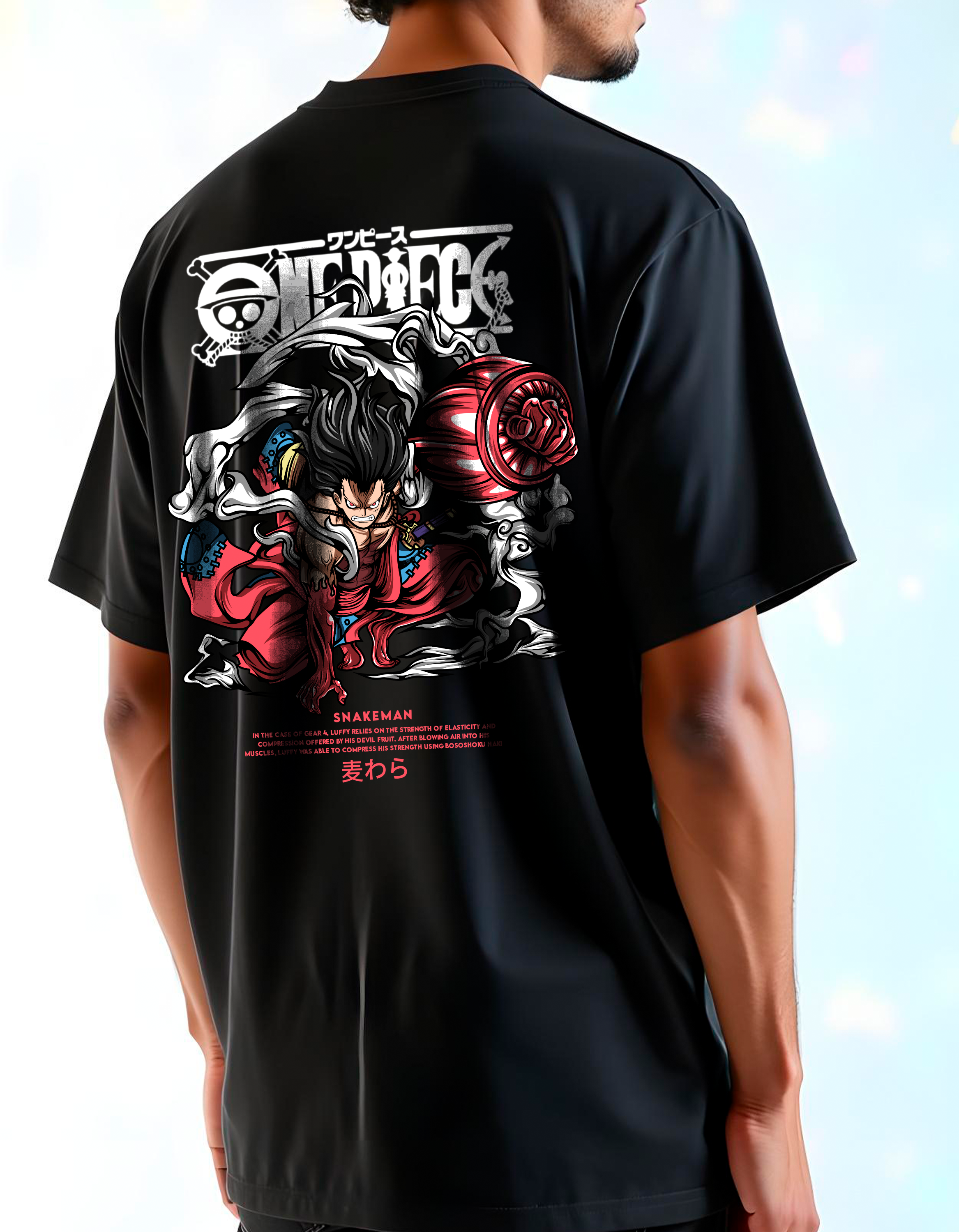 Playera oversize One piece - Luffy Snakeman
