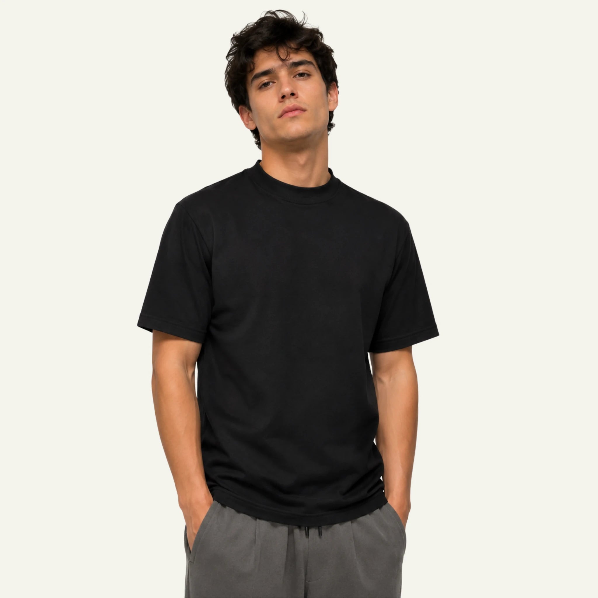 Playera oversize Playera Semi Oversize 250g Personalizada negro vista frontal HOODEE
